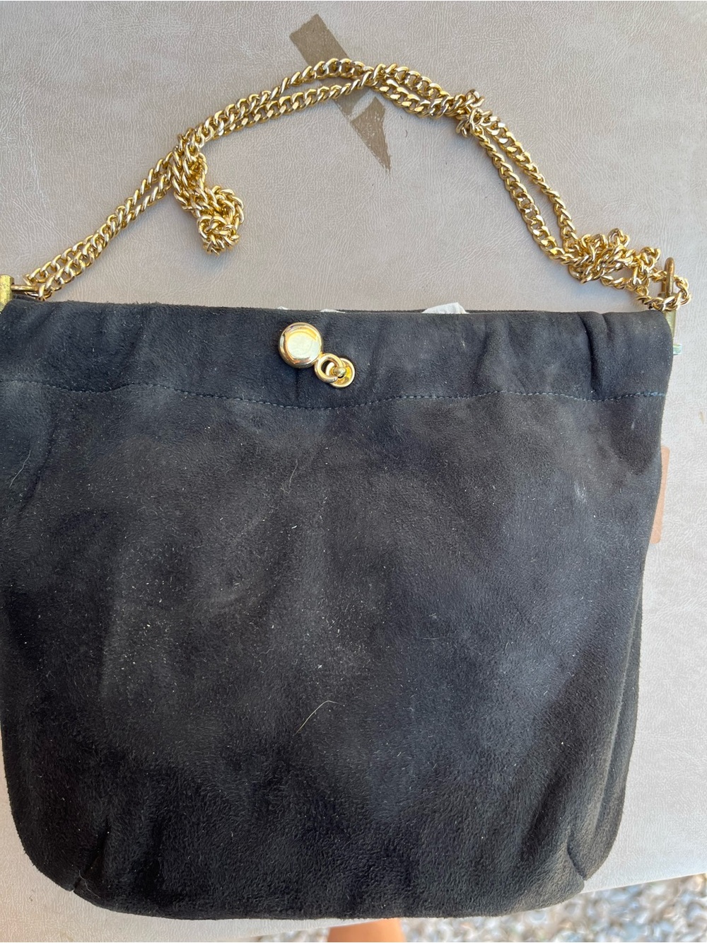Vintage Ande Black Double Chain Suede Purse